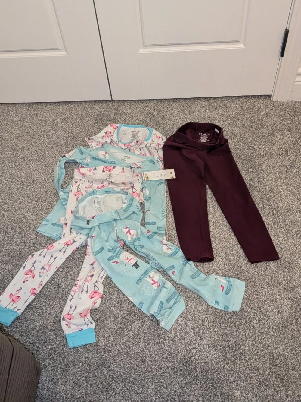 Huge 5T Girls Pajamas & Leggings 16-Piece Lot - Carters / PLACE /Sweet Butterfly